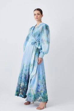 Karen Millen Lydia Millen Petite Silk Cotton Scenic Floral Maxi Dress