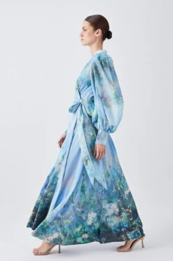 Karen Millen Lydia Millen Petite Silk Cotton Scenic Floral Maxi Dress -Clothing General Store lydia millen petite silk cotton scenic floral maxi dress 5