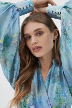 Karen Millen Lydia Millen Silk Cotton Scenic Floral Maxi Dress -Clothing General Store lydia millen silk cotton scenic floral maxi dress 5