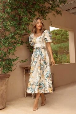 Karen Millen Lydia Millen Trailing Floral Cotton Sateen Midi Dress -Clothing General Store lydia millen trailing floral cotton sateen midi dress 3