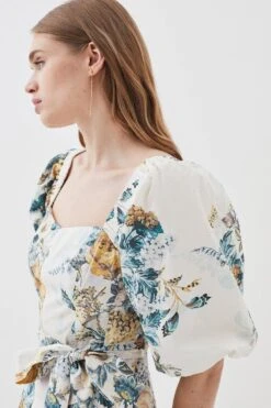 Karen Millen Lydia Millen Trailing Floral Cotton Sateen Midi Dress -Clothing General Store lydia millen trailing floral cotton sateen midi dress 4