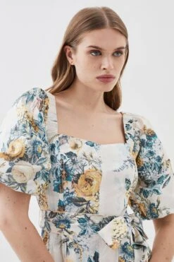 Karen Millen Lydia Millen Trailing Floral Cotton Sateen Midi Dress -Clothing General Store lydia millen trailing floral cotton sateen midi dress 5