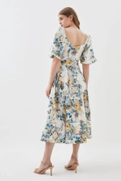 Karen Millen Lydia Millen Trailing Floral Cotton Sateen Midi Dress -Clothing General Store lydia millen trailing floral cotton sateen midi dress 6