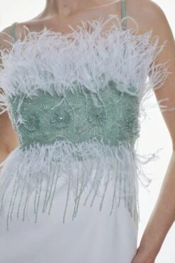 Clothing General Store -Clothing General Store mint embellished and feather woven maxi dress 1