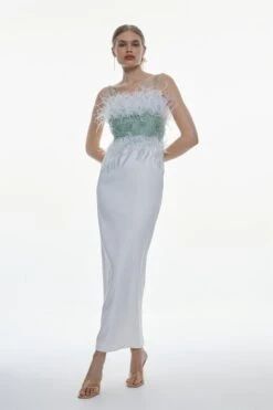 Karen Millen Embellished And Feather Woven Maxi Dress -Clothing General Store mint embellished and feather woven maxi dress 2