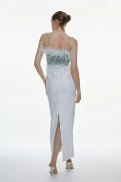 Karen Millen Embellished And Feather Woven Maxi Dress -Clothing General Store mint embellished and feather woven maxi dress 4