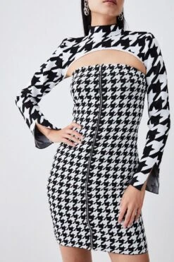 Clothing General Store -Clothing General Store mono dogtooth co ord super crop knit top 1