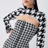 Karen Millen Dogtooth Co-ord Super Crop Knit Top