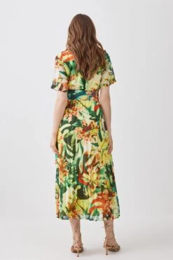 Karen Millen Jungle Print Georgette Pleated Midi Shirt Dress 11 Karen Millen Jungle Print Georgette Pleated Midi Shirt Dress -Clothing General Store multi jungle print georgette pleated midi shirt dress 4