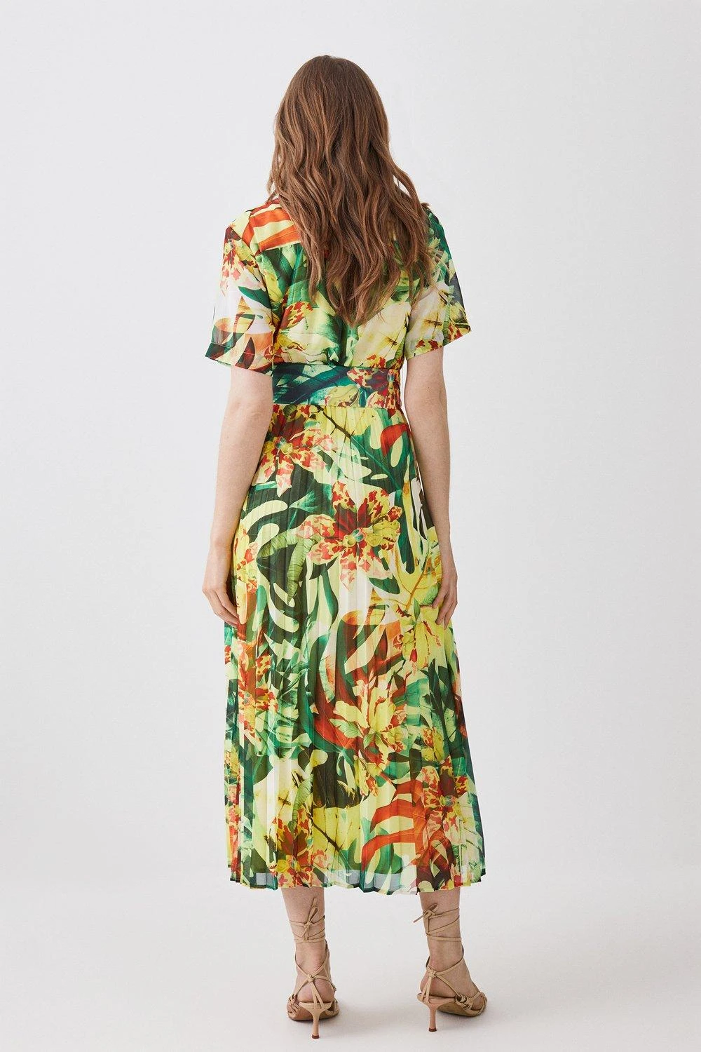 Karen Millen Jungle Print Georgette Pleated Midi Shirt Dress 7 Karen Millen Jungle Print Georgette Pleated Midi Shirt Dress - Image 5