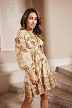 Karen Millen Lydia Millen Silk Cotton Vintage Floral Mini Dress -Clothing General Store multi lydia millen silk cotton vintage floral mini dress 2