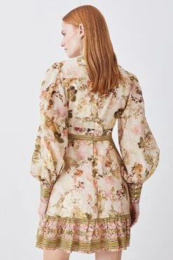 Karen Millen Lydia Millen Silk Cotton Vintage Floral Mini Dress -Clothing General Store multi lydia millen silk cotton vintage floral mini dress 4