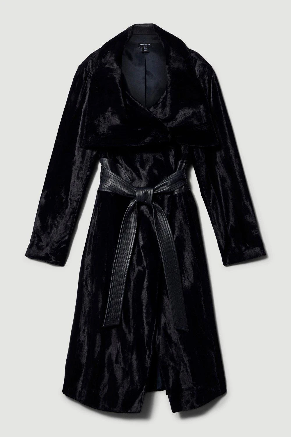 Karen Millen Petite Signature Ponyskin Belted Wrap Coat 3 Karen Millen Petite Signature Ponyskin Belted Wrap Coat