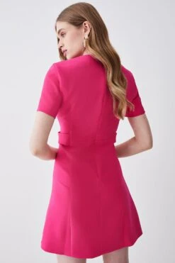 Karen Millen Compact Essential A Line Mini Dress -Clothing General Store pink compact essential a line mini dress 3