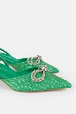 Karen Millen Embellished Bow Detail Low Heel -Clothing General Store pink embellished bow detail low heel 2