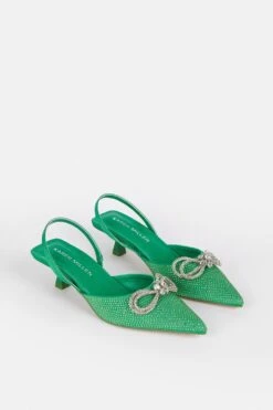 Karen Millen Embellished Bow Detail Low Heel -Clothing General Store pink embellished bow detail low heel 4